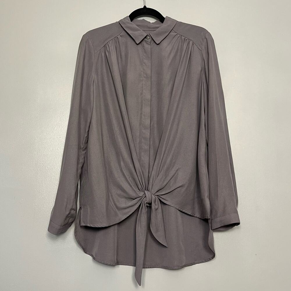 NWT Anthropologie Maeve Tuesday Tie Front Blouse Tencel Button Down Women's M